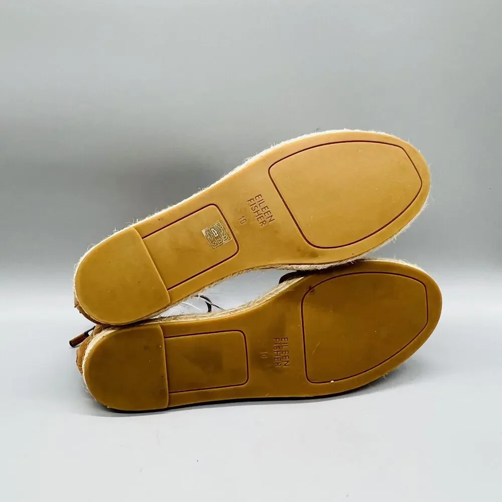 Eileen Fisher Sandals Womens 10 Brown Suede Espadrille Ankle Lace Up Shoes